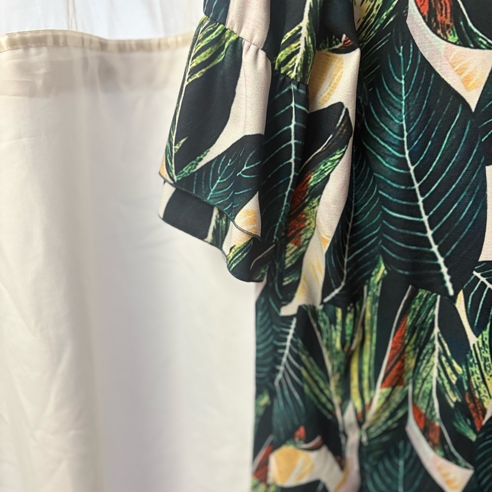 Tropical Print Dress with Ruffle Sleeves - Picture 6 of 10